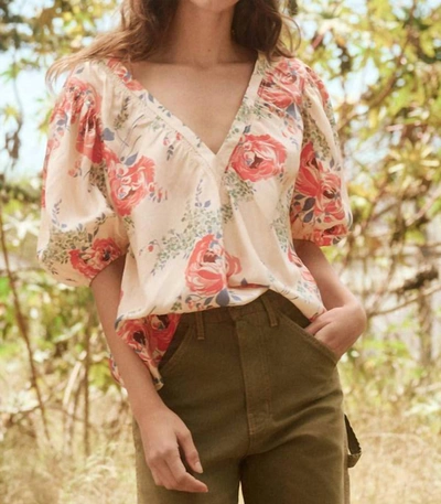 The Great The Bungalow Top In Echo Rose Print In Brown