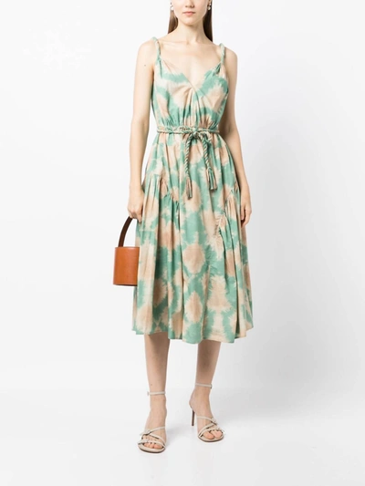 Ulla Johnson Valentina Tie Dye Cotton Sleeveless Midi Dress In Calcite/multi In Green