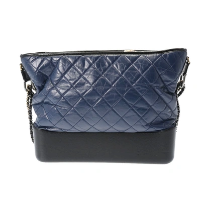 Pre-owned Chanel Gabrielle Leather Shopper Bag () In Blue