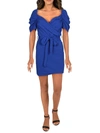 Max + Ash Womens Short Puff Sleeve Cocktail Dress In Blue