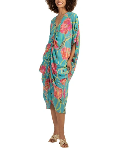 Trina Turk Shadow Floral-print Dolman-sleeve Dress In Multi