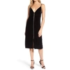 7 For All Mankind Velvet Midi Dress In Black In Black