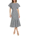 Carolina Herrera Pleated Cotton And Wool-blend Tweed Midi Dress In Blue