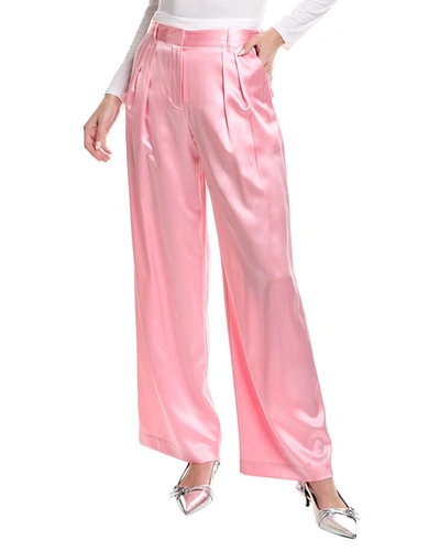 Loveshackfancy Emberlynn Pleated Silk Pants In Sweet Pink