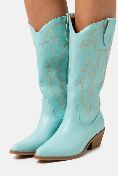 Madden Girl Redford Womens Faux Leather Knee-high Cowboy, Western Boots In Blue