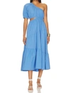 Steve Madden Leena Cutout One-shoulder Cotton Midi Dress In Multi