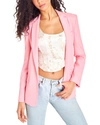 Loveshackfancy Denzel Checked Houndstooth Wool Blazer In Pink