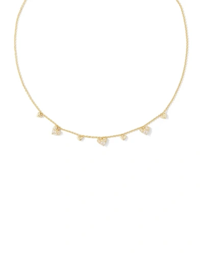 Kendra Scott Haven Gold Heart Crystal Choker Necklace In White Crystal In Multi