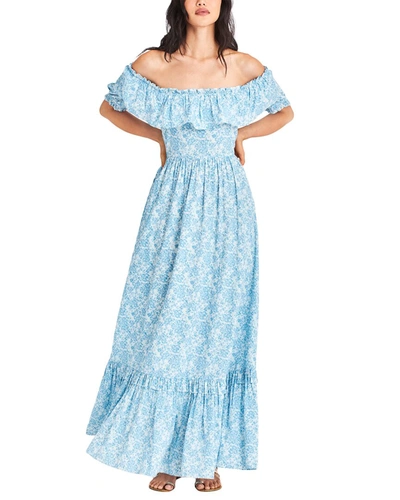 Loveshackfancy Magdaline Puff-sleeve Cotton Maxi Dress In Blue