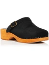 Re/done Leather-trimmed Suede Platform Clogs In Black