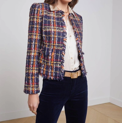 L'agence Angelina Blazer Jacket In Midnight Multi Tweed In Multi