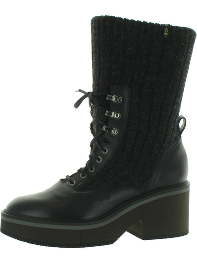 Robert Clergerie Ancel Womens Leather Sock Combat & Lace-up Boots In Black