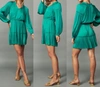 CURRENT AIR PLEATED DRESS WITH ELASTIC WAIST IN TEAL