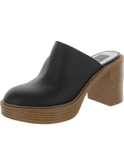 Dolce Vita Womens Faux Leather Slip On Mules In Black