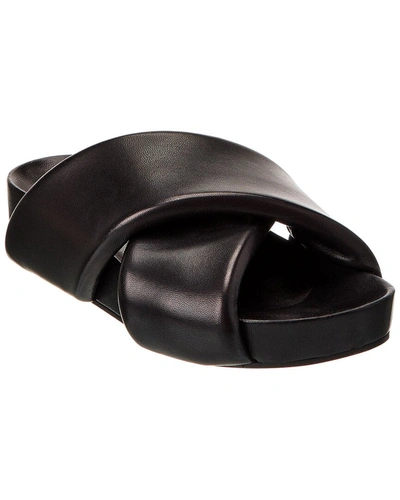 Jil Sander Padded Leather Sandal In Black