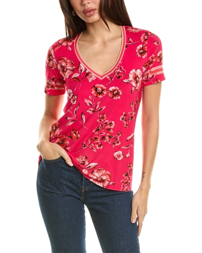 Johnny Was Misty Fall Floral-print V-neck Jersey Tee In Pink