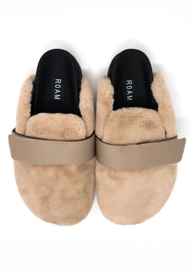 Roam Fuzzy Loafer Mules In Beige