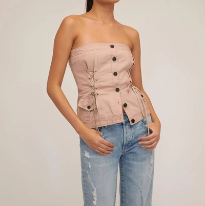 Marissa Webb Oakley Canvas Lace Up Corset In Sandshell In Multi