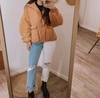 LISTICLE BOMBER JACKET IN PEACH