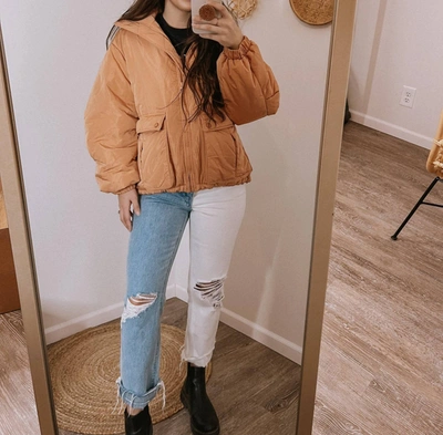 Listicle Bomber Jacket In Peach In Pink
