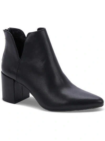 Aqua College Trey Womens Leather Notched Booties In Black