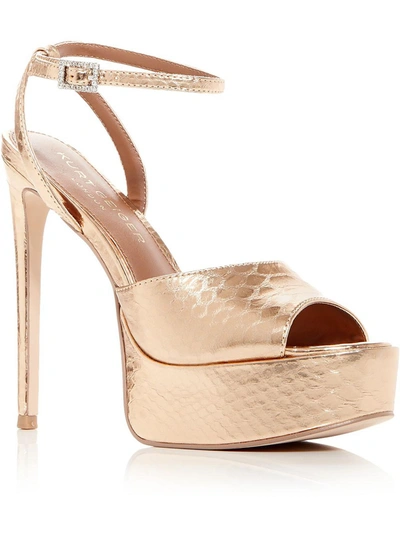 Kurt Geiger Pierra Peep Womens Open Toe Stiletto Hele Ankle Strap In Gold