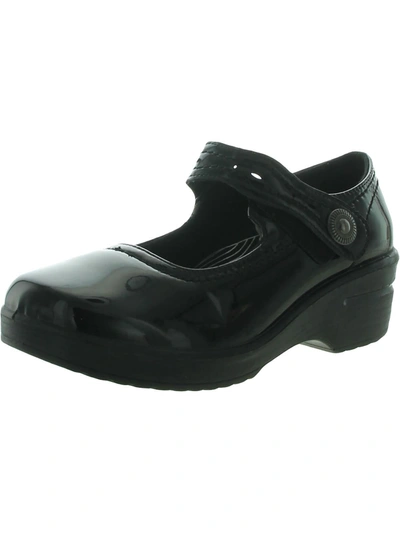 Easy Street Letsee Womens Patent Adjustable Clogs In Black Patent