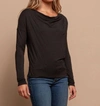 RED HAUTE COWL NECK TOP IN BLACK