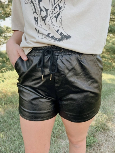 American Fit Edgy Leather Shorts In Black
