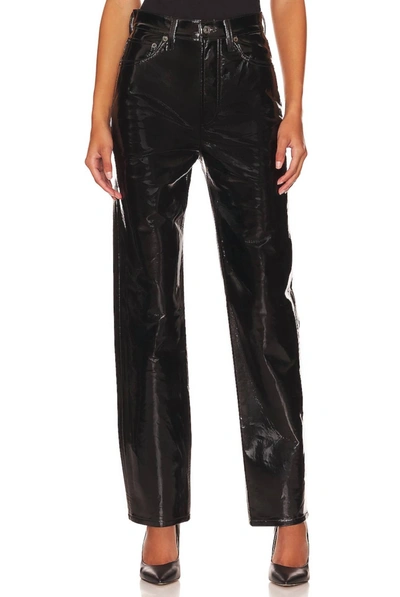 AGOLDE 90'S PINCH WAIST RECYCLED LEATHER TROUSER IN BLACK