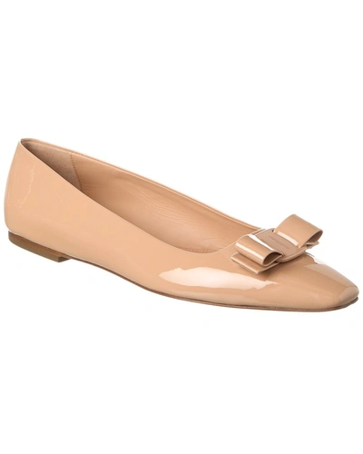 Ferragamo Anz 1 Leather Flat In Beige