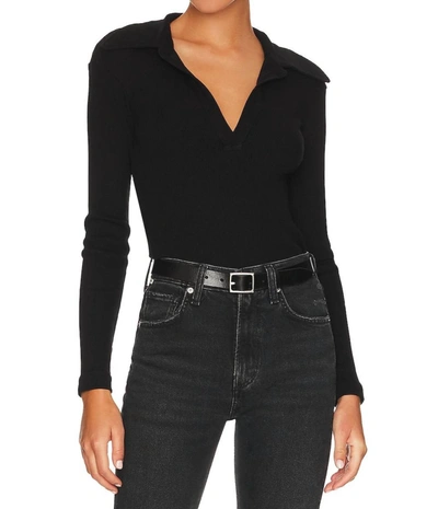 CITIZEN OF HUMANITY ALBA POLO TOP IN BLACK