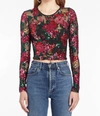 AMANDA UPRICHARD COSTELLA SEQUIN TOP IN NOIR DAHLIA FLORAL