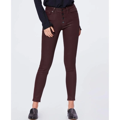 Paige Hoxton High Rise Ankle Ultra Coated Jean In Brown
