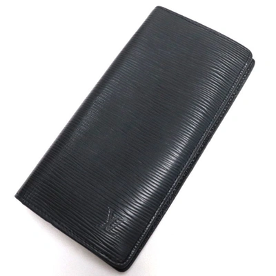 Pre-owned Louis Vuitton Brazza Leather Wallet () In Black