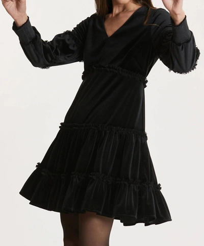 Tyler Boe Polly Chiffon Velvet Dress In Black