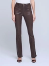 L Agence Ruth High Rise Straight Raw Hem Jeans In Brown
