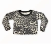 T2love Girl's Leopard Crew Top In Grey In Grey