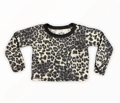 T2love Girl's Leopard Crew Top In Grey