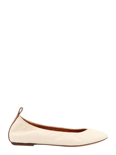 Lanvin Round-toe Leather Ballerina Shoes In Nude