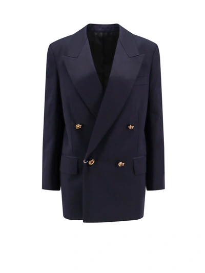 Bottega Veneta Womens Black Knot Peak-lapels Wool Jacket