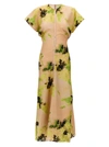 Victoria Beckham Abstract-print Short-sleeve Drape-shoulder Maxi Dress