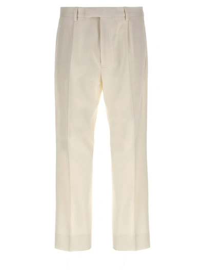 Zegna Off White Cotton And Wool Double Pleat Pants