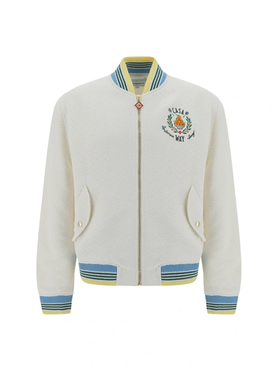 Casablanca Casa Way Viscose Blend Bomber Jacket In White