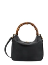 GUCCI LEATHER HANDBAG WITH BAMBOO HANDLES AND GG LOGO