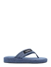 Coperni Blue Denim Branded Flip Flops In Blue