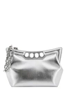 ALEXANDER MCQUEEN LAMINATED LEATHER SHOULDER BAG WITH LOGO PRINT