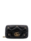 GUCCI LEATHER SHOULDER BAG WITH ALL-OVER GG LOGO