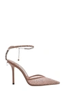 JIMMY CHOO LEATHER AND MESH SLINGBACK WITH RHINESTONES DETAIL