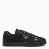 Prada Low Black Re-nylon And Leather Trainer In Black